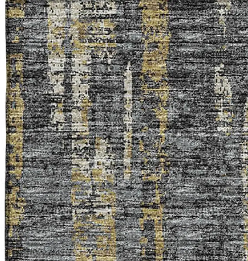 Granite Gray Ivory And Gold Abstract Washable Indoor Outdoor Area Rug Photo 5