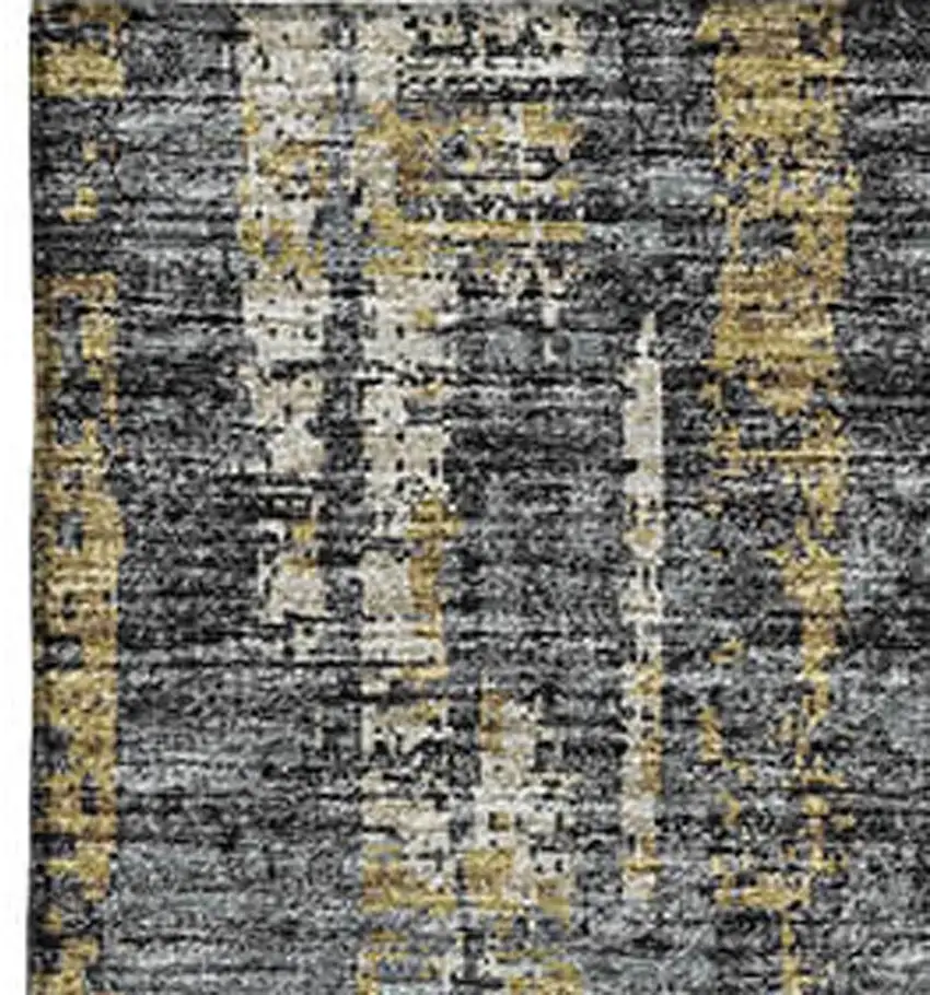 Granite Gray Ivory And Gold Abstract Washable Indoor Outdoor Area Rug Photo 4
