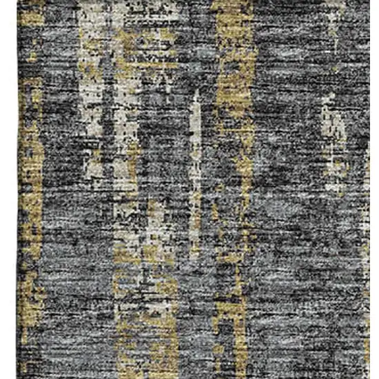 Granite Gray Ivory And Gold Abstract Washable Indoor Outdoor Area Rug Photo 5