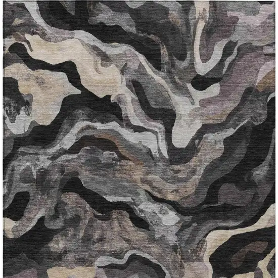 Granite Gray Silver And Beige Abstract Washable Indoor Outdoor Area Rug Photo 6