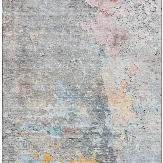 Granite Gray Teal And Blush Abstract Washable Area Rug With UV Protection Photo 3