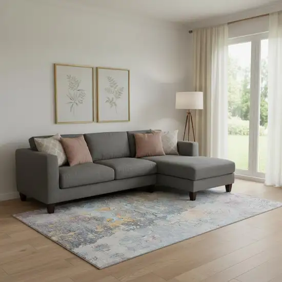 Granite Gray Teal And Blush Abstract Washable Area Rug With UV Protection Photo 2