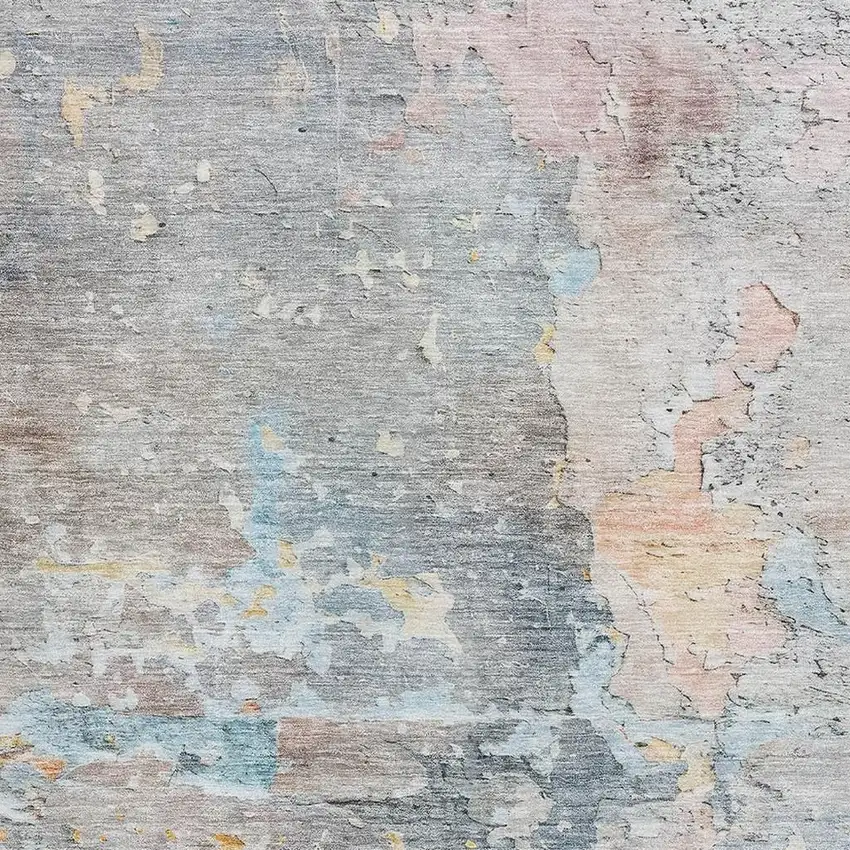 Granite Gray Teal And Blush Abstract Washable Area Rug With UV Protection Photo 2