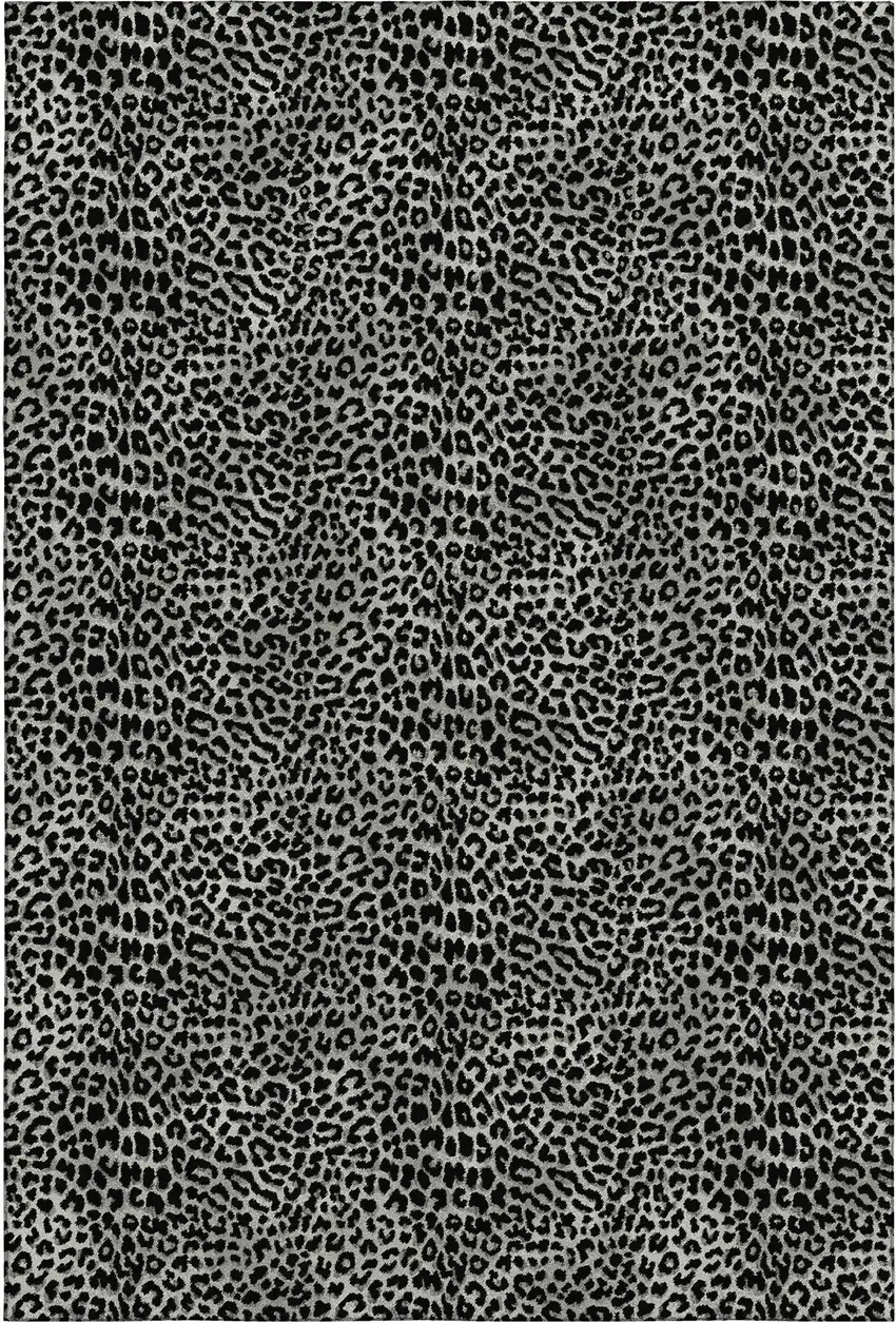 Graphite And Black Leopard Print Washable Indoor Outdoor Area Rug Photo 9