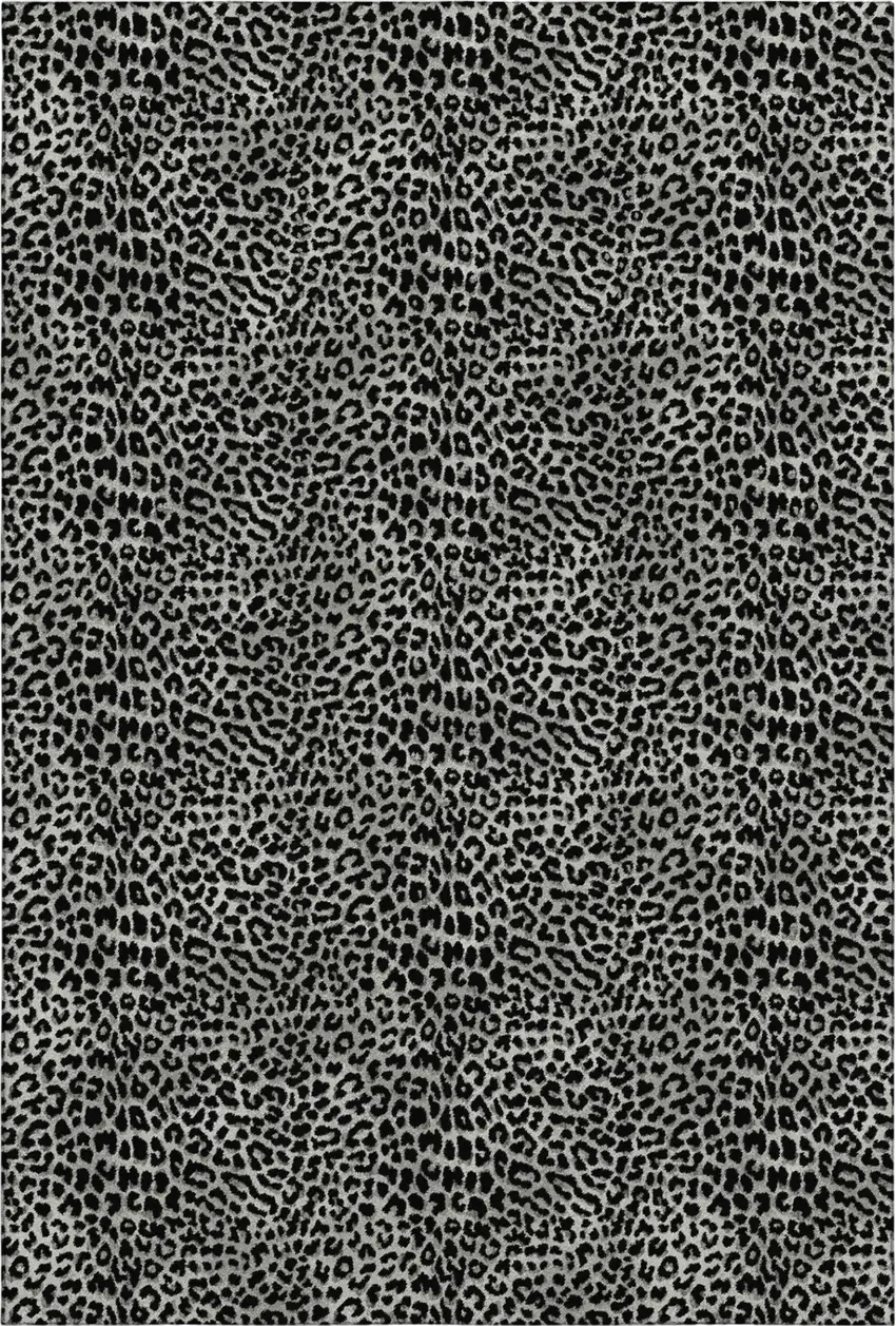 Graphite And Black Leopard Print Washable Indoor Outdoor Area Rug Photo 6