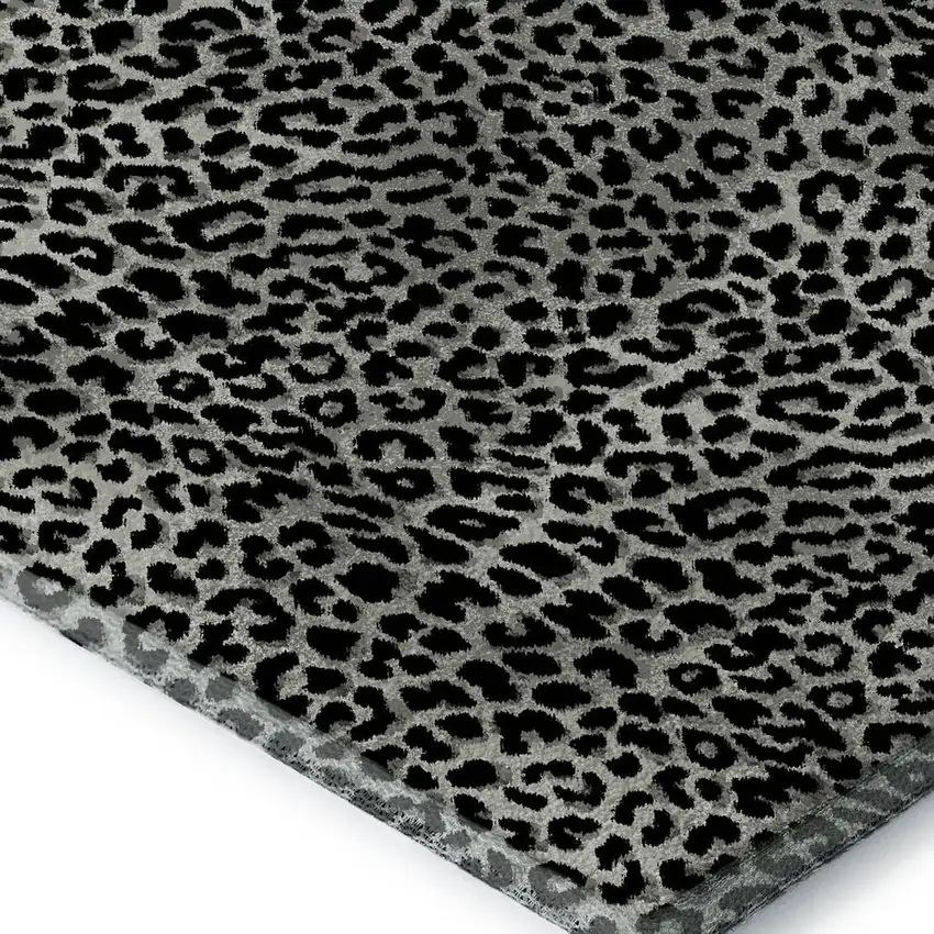 Graphite And Black Leopard Print Washable Indoor Outdoor Area Rug Photo 4