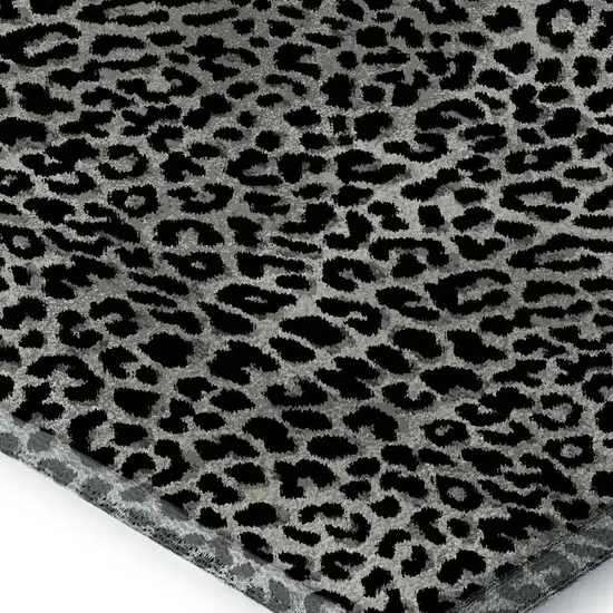 Graphite And Black Leopard Print Washable Indoor Outdoor Area Rug Photo 5