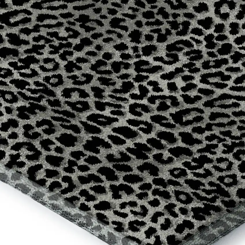 Graphite And Black Leopard Print Washable Indoor Outdoor Area Rug Photo 5