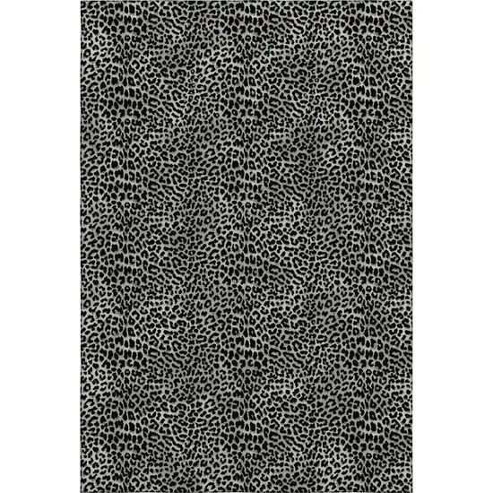 Graphite And Black Leopard Print Washable Indoor Outdoor Area Rug Photo 9