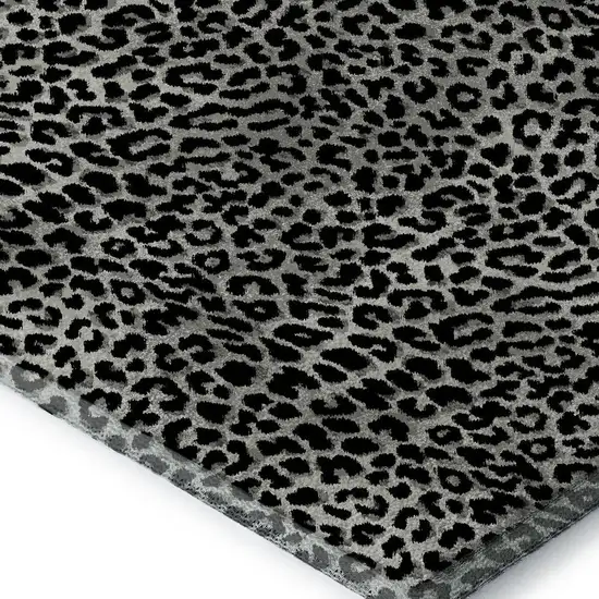 Graphite And Black Leopard Print Washable Indoor Outdoor Area Rug Photo 5