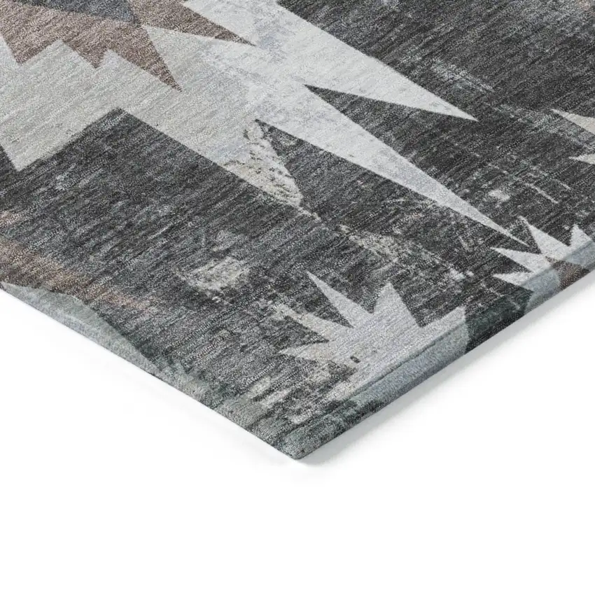 Graphite And Brown Aztec Washable Indoor Outdoor Area Rug Photo 9
