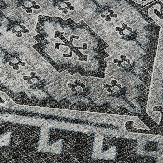 Graphite And Charcoal Geometric Washable Area Rug With UV Protection Photo 9