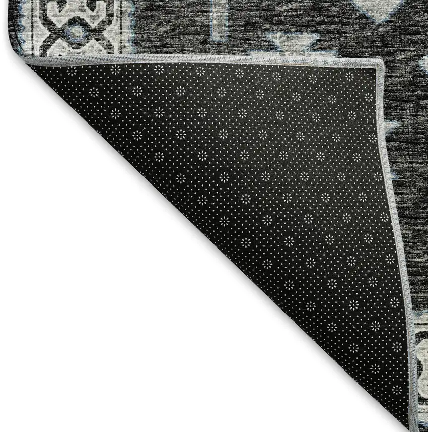 Graphite And Charcoal Geometric Washable Area Rug With UV Protection Photo 6