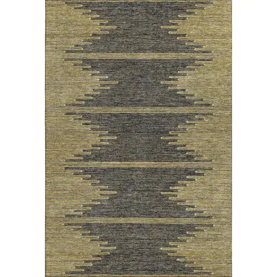 Graphite And Gold Abstract Washable Area Rug With UV Protection Photo 1