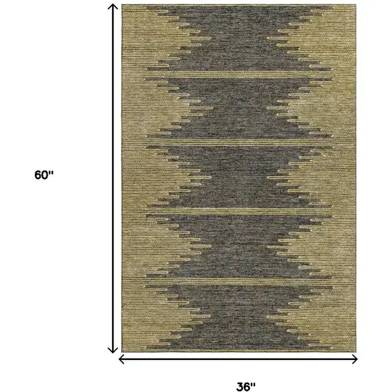 Graphite And Gold Abstract Washable Area Rug With UV Protection Photo 6