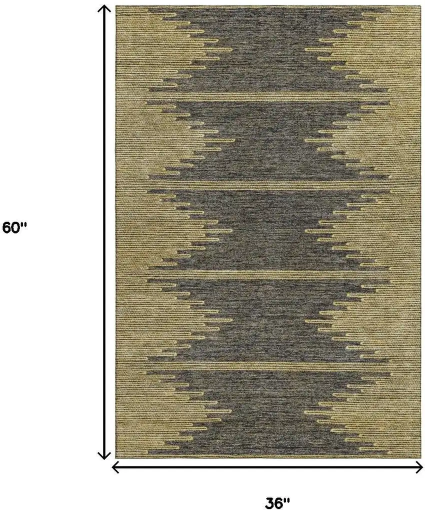 Graphite And Gold Abstract Washable Area Rug With UV Protection Photo 6