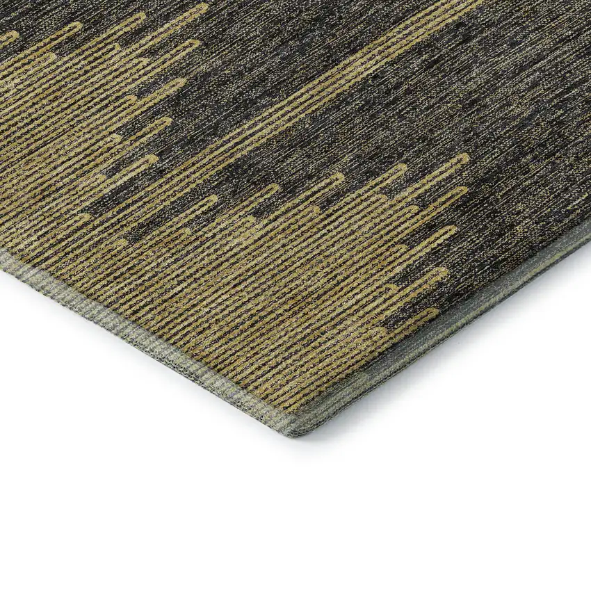 Graphite And Gold Abstract Washable Area Rug With UV Protection Photo 8