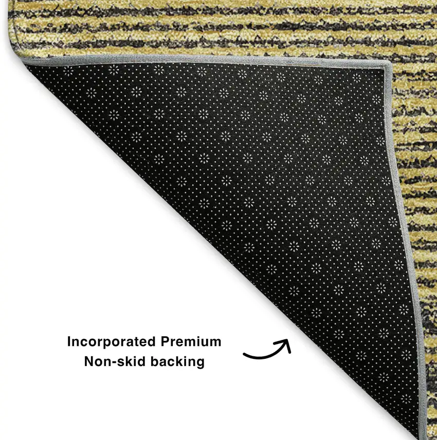 Graphite And Gold Abstract Washable Area Rug With UV Protection Photo 7