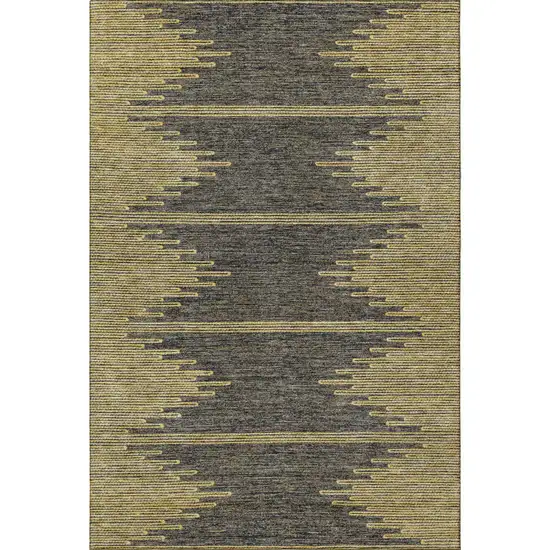 Graphite And Gold Abstract Washable Area Rug With UV Protection Photo 3