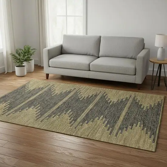 Graphite And Gold Abstract Washable Area Rug With UV Protection Photo 2