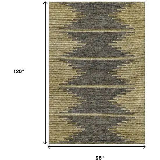 Graphite And Gold Abstract Washable Area Rug With UV Protection Photo 3