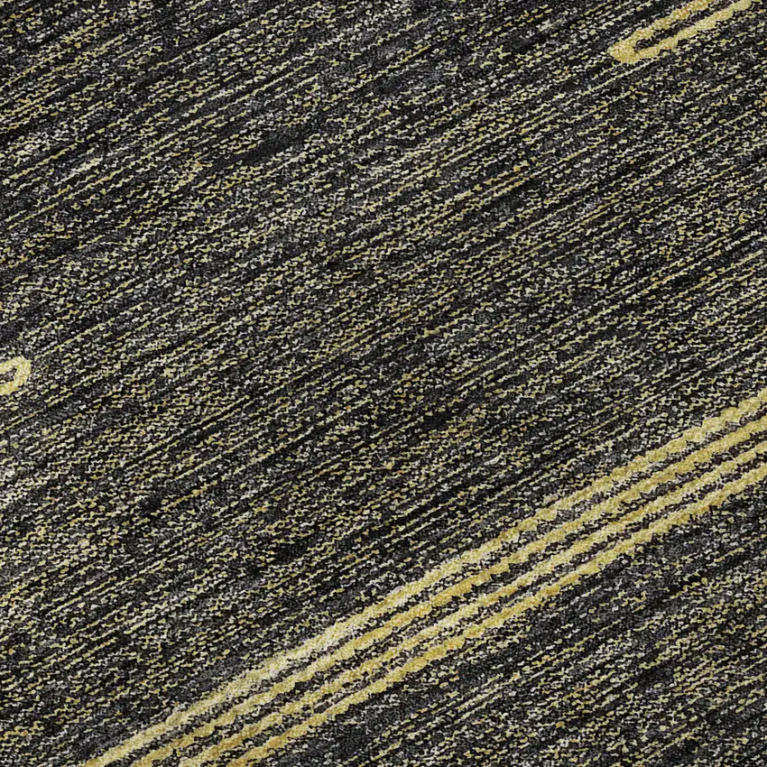 Graphite And Gold Abstract Washable Area Rug With UV Protection Photo 8