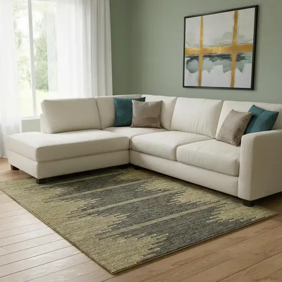 Graphite And Gold Abstract Washable Area Rug With UV Protection Photo 1