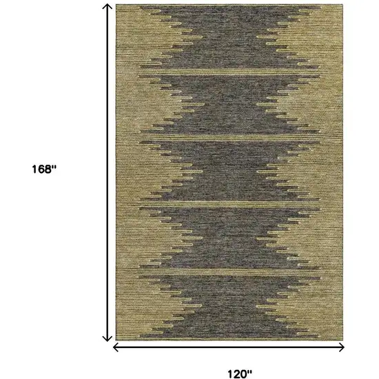 Graphite And Gold Abstract Washable Area Rug With UV Protection Photo 3