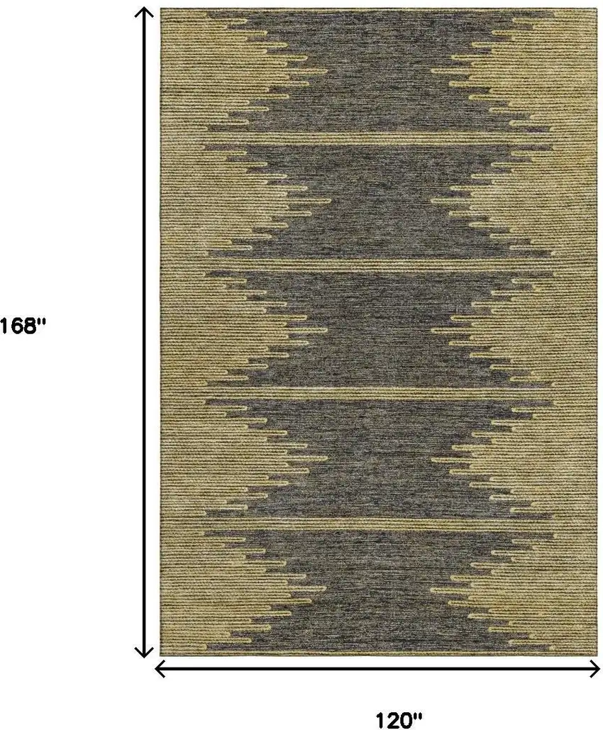 Graphite And Gold Abstract Washable Area Rug With UV Protection Photo 3