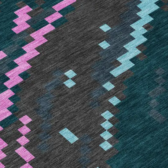 Graphite And Gray Abstract Washable Indoor Outdoor Area Rug Photo 4