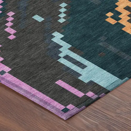 Graphite And Gray Abstract Washable Indoor Outdoor Area Rug Photo 3