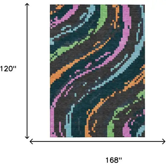 Graphite And Gray Abstract Washable Indoor Outdoor Area Rug Photo 5