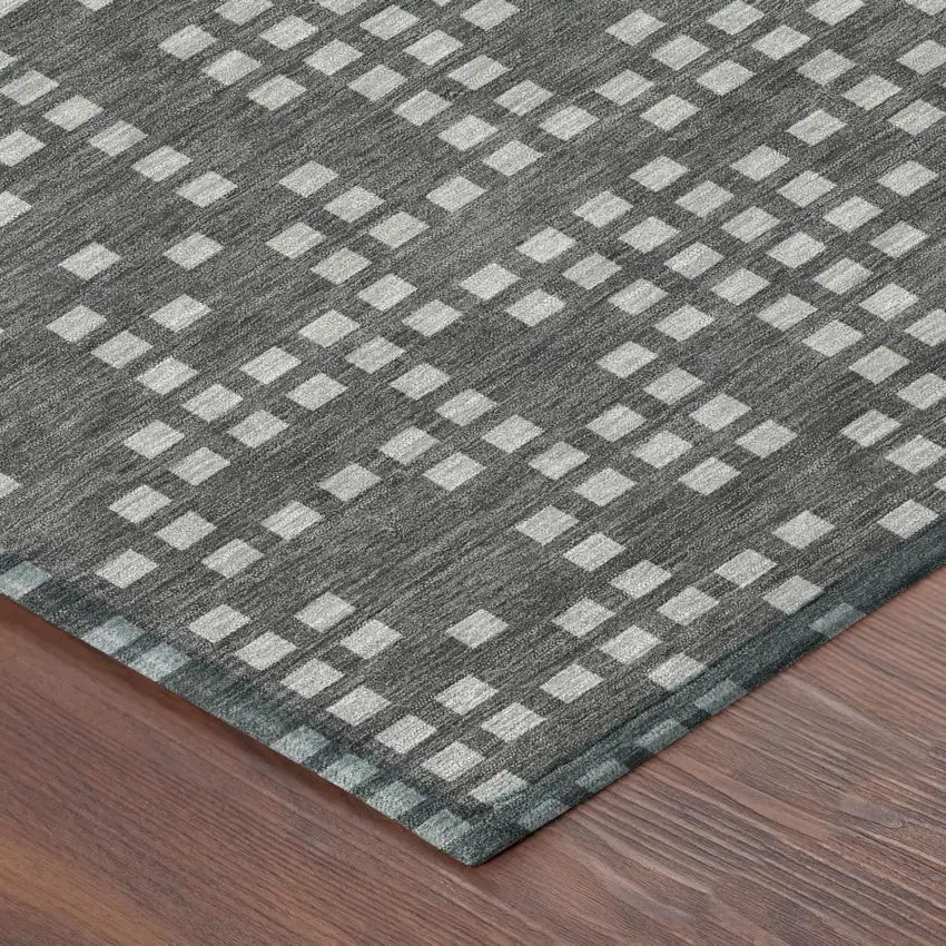 Graphite And Gray Abstract Washable Indoor Outdoor Area Rug Photo 3