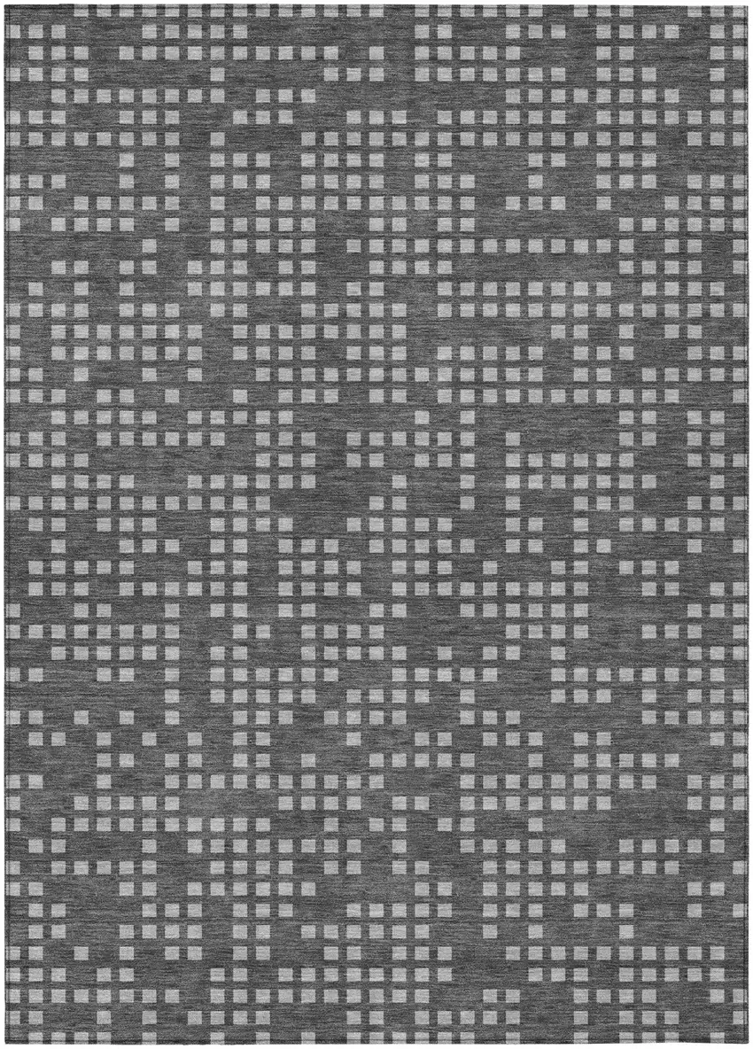 Graphite And Gray Abstract Washable Indoor Outdoor Area Rug Photo 2