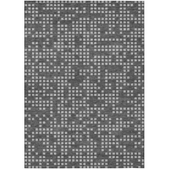 Graphite And Gray Abstract Washable Indoor Outdoor Area Rug Photo 2