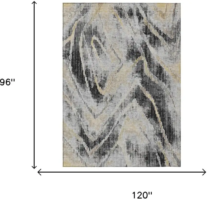 Graphite And Gray Abstract Washable Indoor Outdoor Area Rug Photo 6