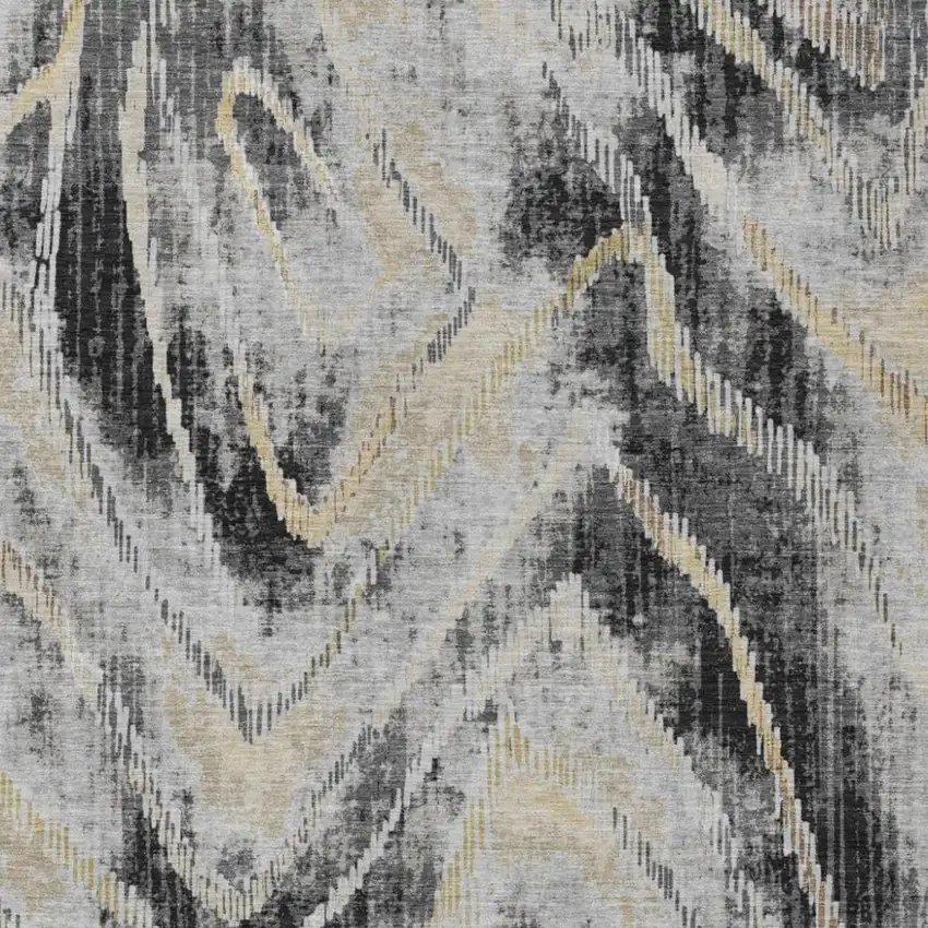 Graphite And Gray Abstract Washable Indoor Outdoor Area Rug Photo 1