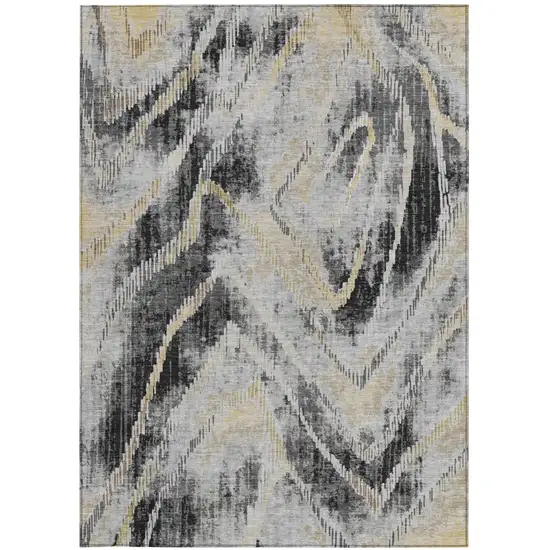 Graphite And Gray Abstract Washable Indoor Outdoor Area Rug Photo 3