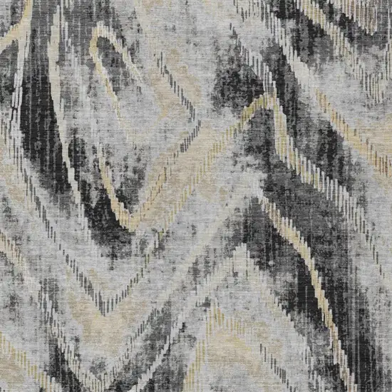 Graphite And Gray Abstract Washable Indoor Outdoor Area Rug Photo 1