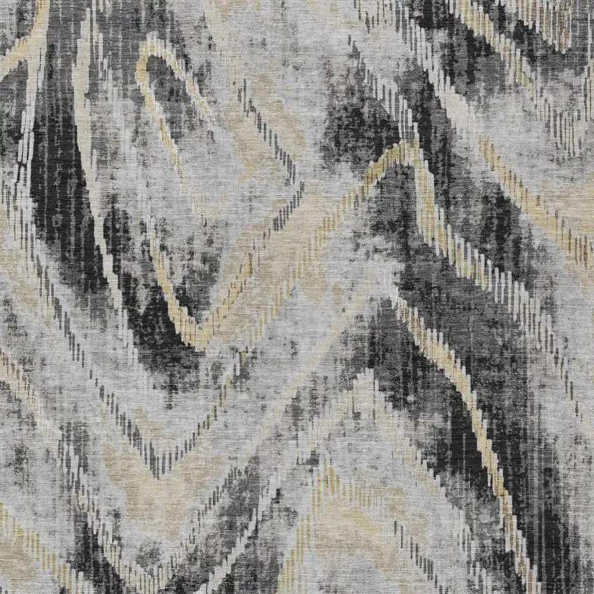 Graphite And Gray Abstract Washable Indoor Outdoor Area Rug Photo 1