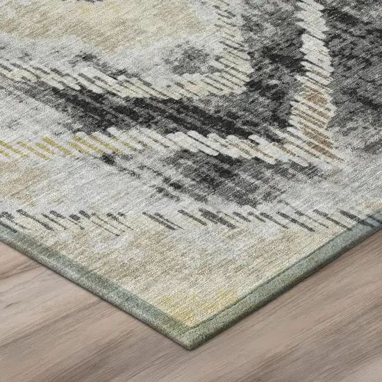 Graphite And Gray Abstract Washable Indoor Outdoor Area Rug Photo 4