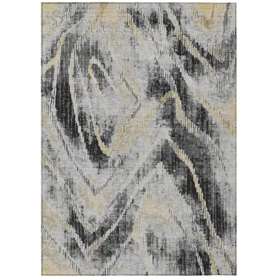Graphite And Gray Abstract Washable Indoor Outdoor Area Rug Photo 2