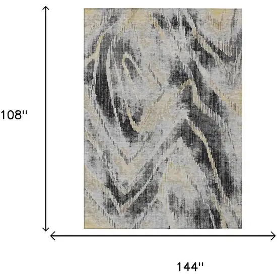 Graphite And Gray Abstract Washable Indoor Outdoor Area Rug Photo 6
