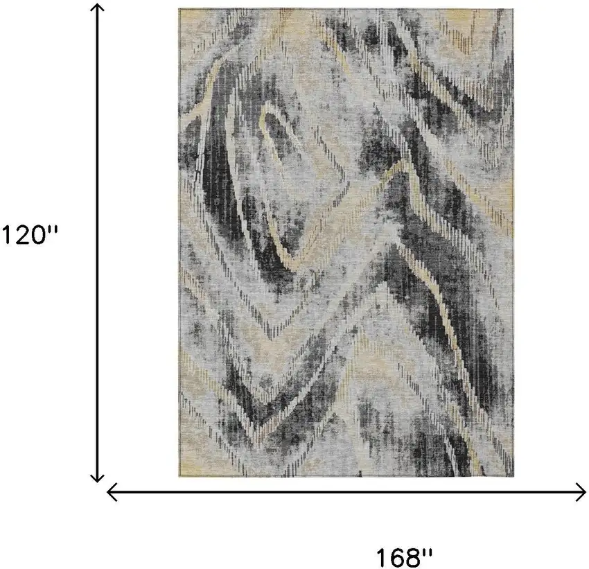 Graphite And Gray Abstract Washable Indoor Outdoor Area Rug Photo 6