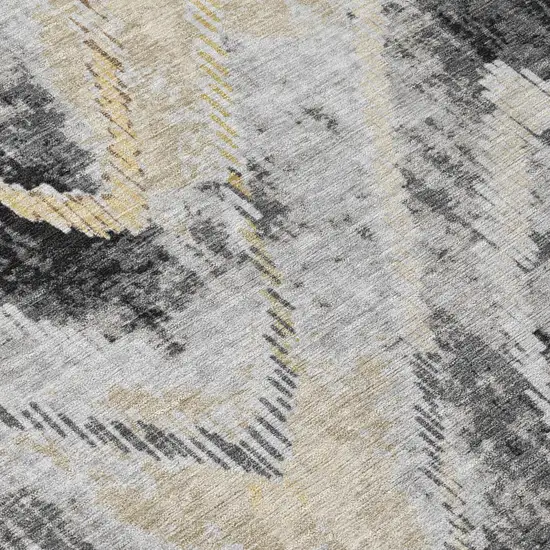 Graphite And Gray Abstract Washable Indoor Outdoor Area Rug Photo 5