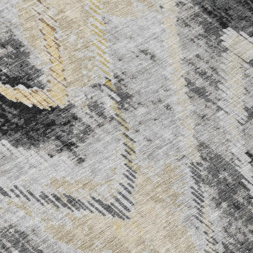 Graphite And Gray Abstract Washable Indoor Outdoor Area Rug Photo 5