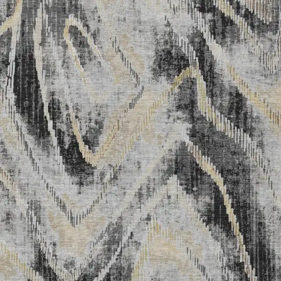 Graphite And Gray Abstract Washable Indoor Outdoor Area Rug Photo 1
