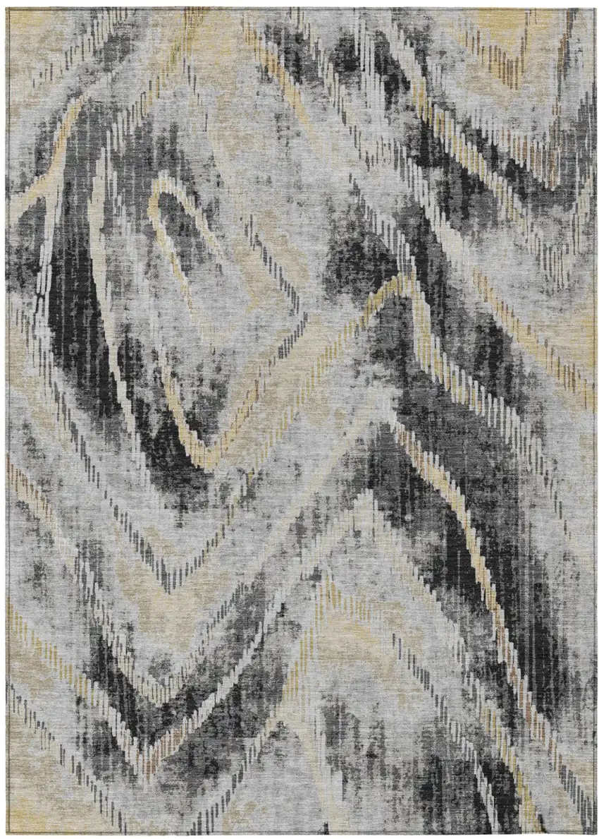 Graphite And Gray Abstract Washable Indoor Outdoor Area Rug Photo 2