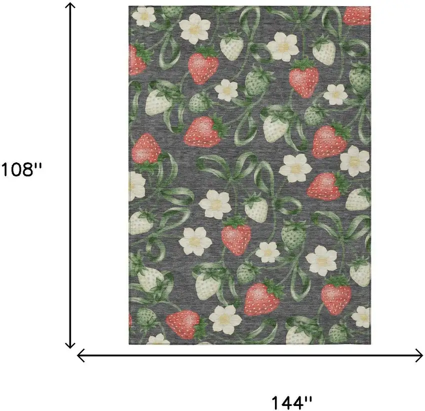 Graphite And Gray Floral Washable Indoor Outdoor Area Rug Photo 5