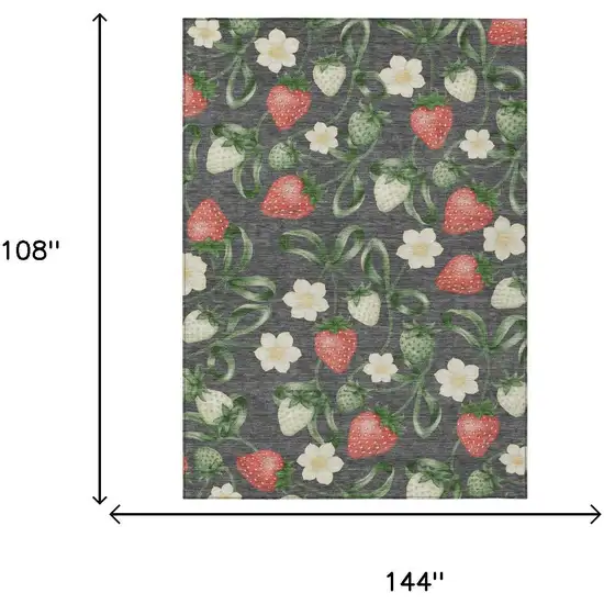 Graphite And Gray Floral Washable Indoor Outdoor Area Rug Photo 5